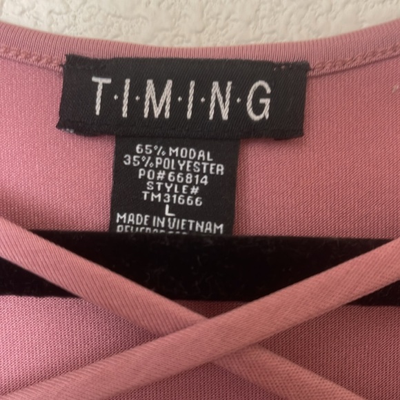 Mauve Long Sleeve Criss Cross Top Size L - Picture 3 of 6